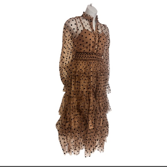 Mable Tulle Polka Dot Peasant Regency Cocktail Wedding Guest Formal Tea Dress - Picture 8 of 16